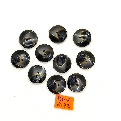 10 boutons en résine gris - 18mm - abv6772