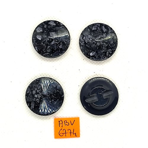 4 boutons en résine gris - 25mm - abv6774
