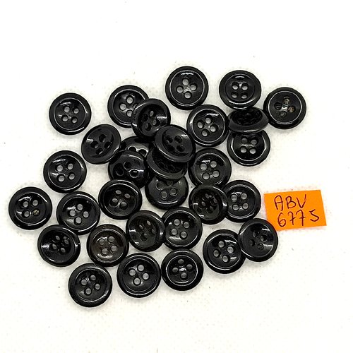31 boutons en résine noir - 13mm - abv6775