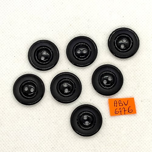7 boutons en résine noir et gris - 21mm - abv6776