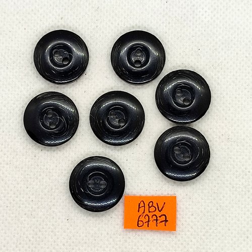 7 boutons en résine noir - 18mm - abv6777