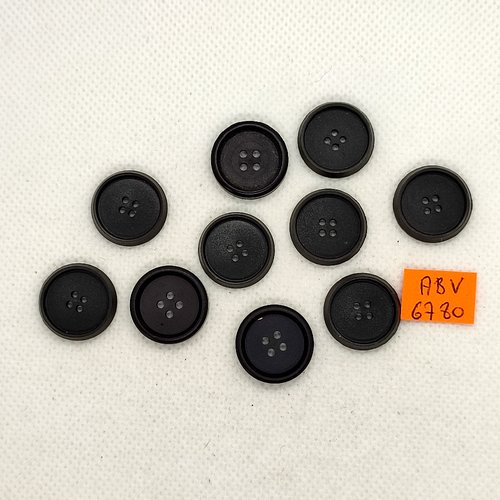 15 boutons en résine noir - 18mm - abv6780