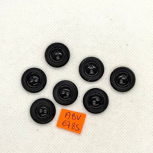 7 boutons en résine noir - 17mm - abv6785