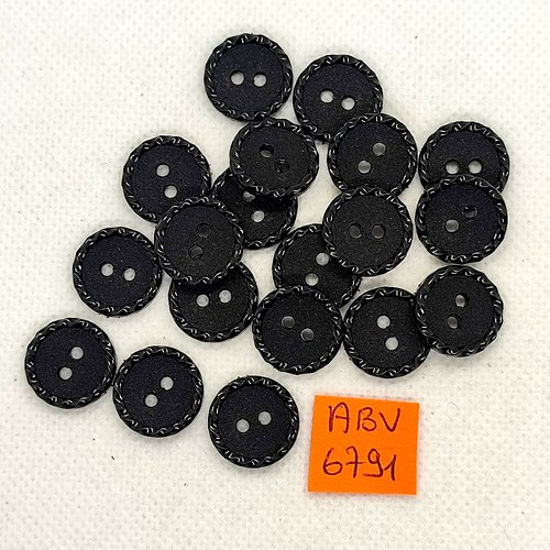 19 boutons en résine noir - 15mm - abv6791