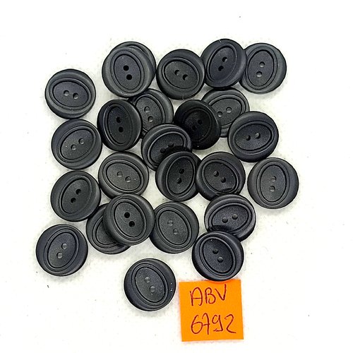 25 boutons en résine noir - 14mm - abv6792