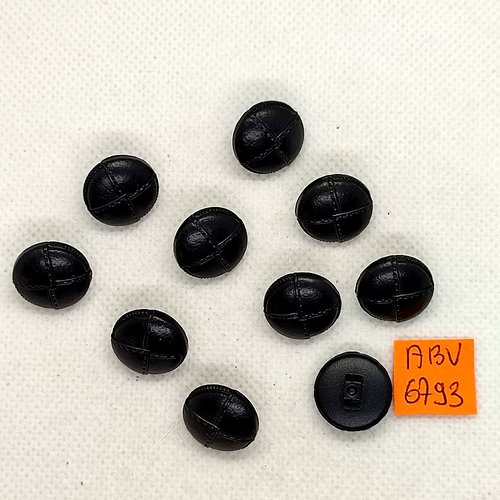 10 boutons en résine noir - 15mm - abv6793