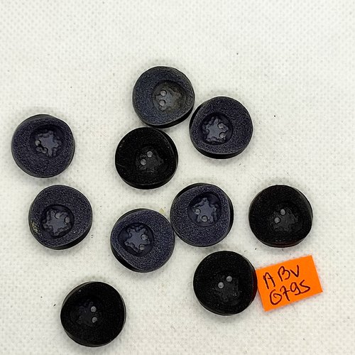 10 boutons en résine noir et gris - 18mm - abv6795