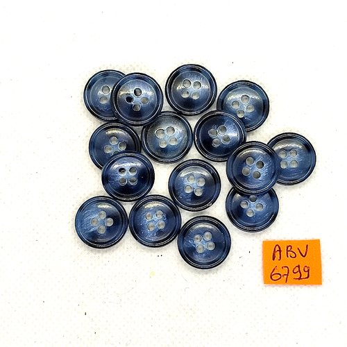 15 boutons en résine gris/bleu - 15mm - abv6799