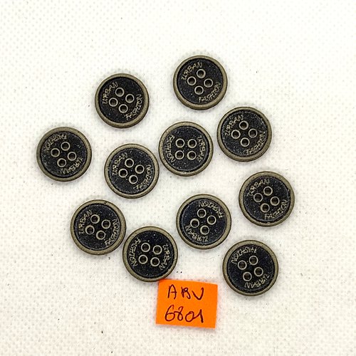 11 boutons en résine gris - 15mm - abv6801