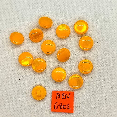 14 boutons en résine jaune/orangé - 11mm - abv6802