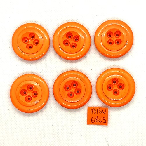 5 boutons en résine orangé - 30mm - abv6803