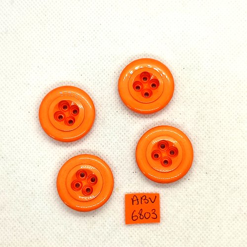 4 boutons en résine orangé - 26mm - abv6803