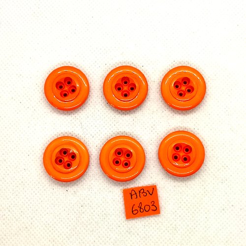 6 boutons en résine orangé - 22mm - abv6803
