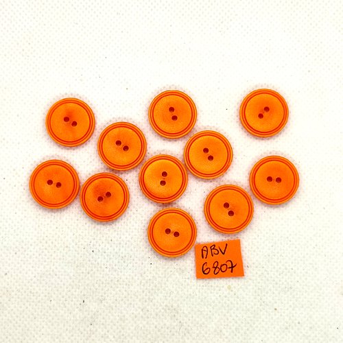 11 boutons en résine orange - 17mm - abv6807
