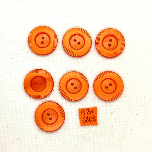 7 boutons en résine orange - 22mm - abv6808