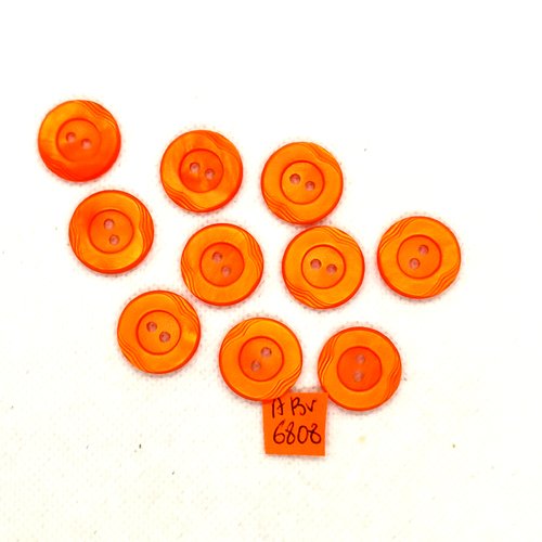 10 boutons en résine orange - 18mm - abv6808
