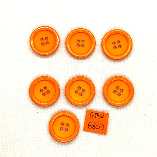 7 boutons en résine orange - 22mm - abv6809