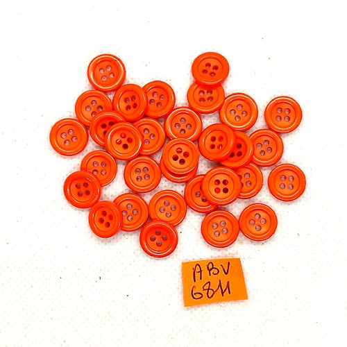 31 boutons en résine orange - 11mm - abv6811