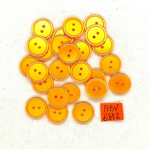 25 boutons en résine orange - 14mm - abv6812