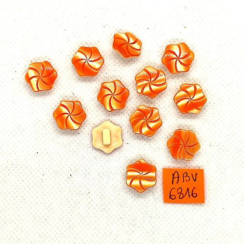 13 boutons en résine orange - 12mm - abv6816