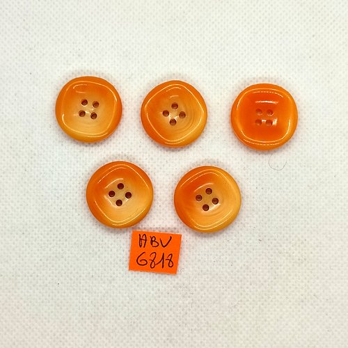 5 boutons en résine orange - 22mm - abv6818
