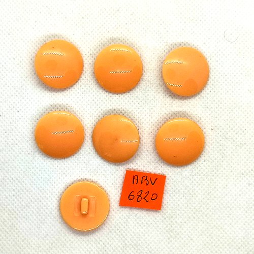 7 boutons en résine orange clair - 22mm - abv6820