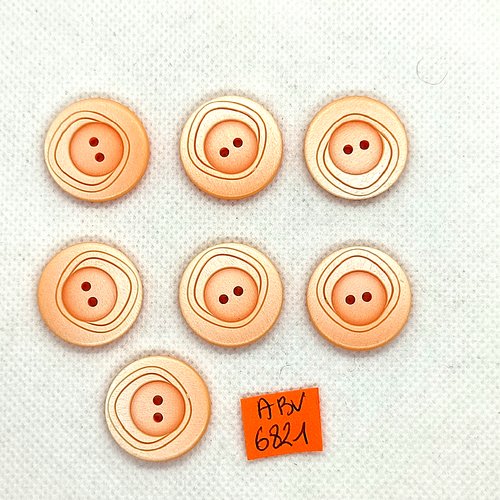 7 boutons en résine orange clair - 22mm - abv6821