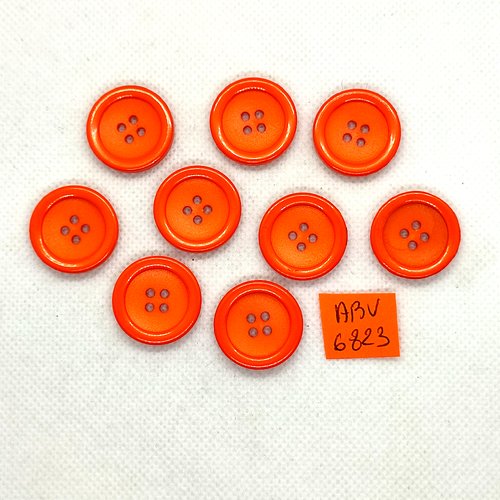9 boutons en résine orange foncé - 22mm - abv6823