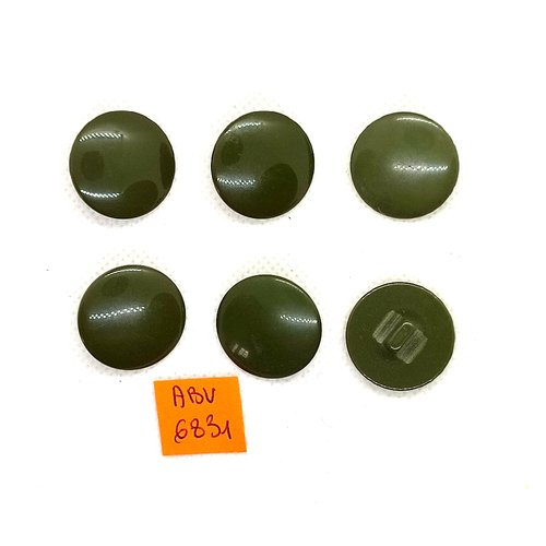 6 boutons en résine vert kaki - 22mm - abv6831