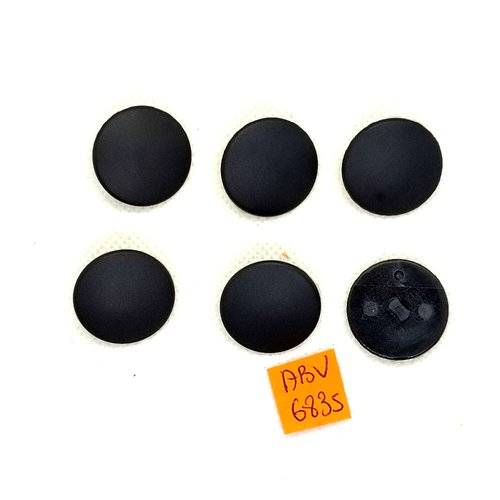 6 boutons en résine noir - 22mm - abv6835