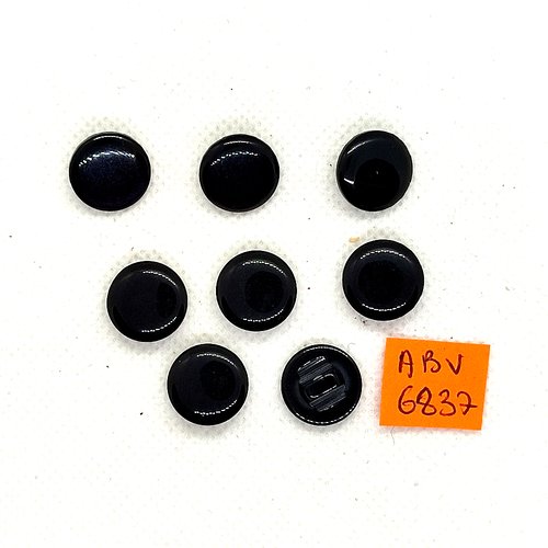 8 boutons en résine noir - 13mm - abv6837