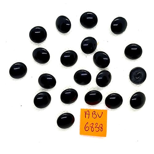 21 boutons en résine noir - 11mm - abv6838