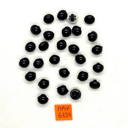 25 boutons en résine noir - 10mm - abv6839