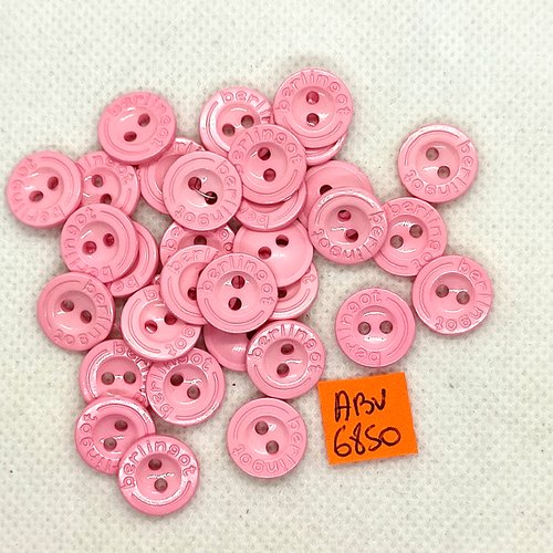 33 boutons en résine rose bonbon - 12mm - abv6850