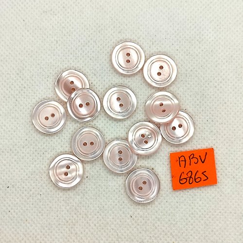 13 boutons en résine rose clair - 14mm - abv6865
