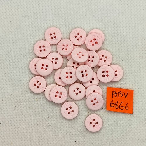 27 boutons en résine rose - 11mm - abv6866