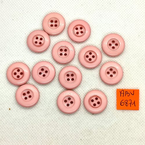 13 boutons en résine rose - 17mm - abv6871