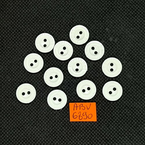 12 boutons en résine blanc - 12mm - abv6890