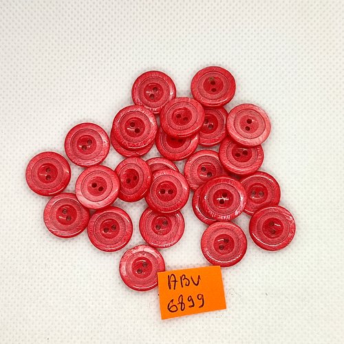 25 boutons en résine rose/rouge - 14mm - abv6899