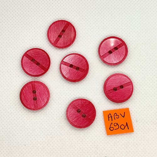 7 boutons en résine rose/rouge - 20mm - abv6901