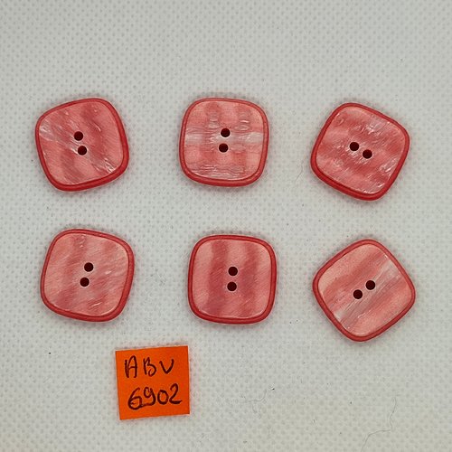 6 boutons en résine rose - 19x19mm - abv6902