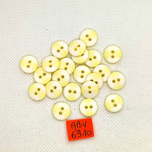 22 boutons en résine jaune et blanc - 11mm - abv6910