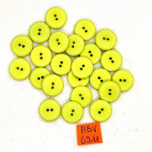 23 boutons en résine vert et blanc - 12mm - abv6911