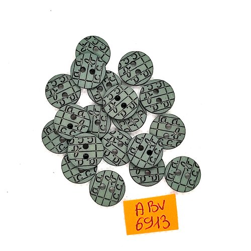 19 boutons en résine gris/vert et noir - 13mm - abv6913