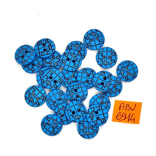 24 boutons en résine bleu et noir - 13mm - abv6914