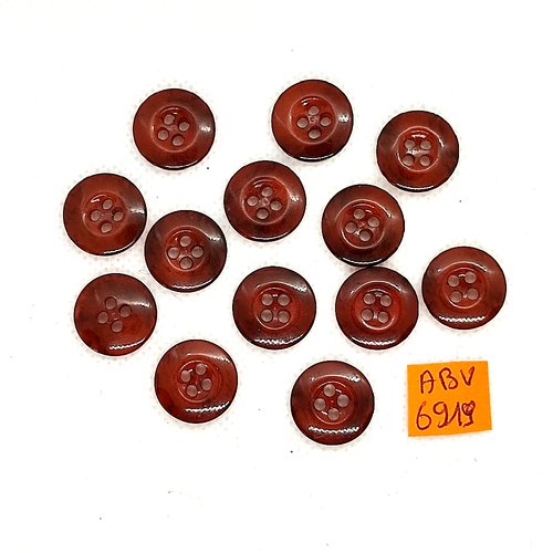 13 boutons en résine marron - 15mm - abv6919