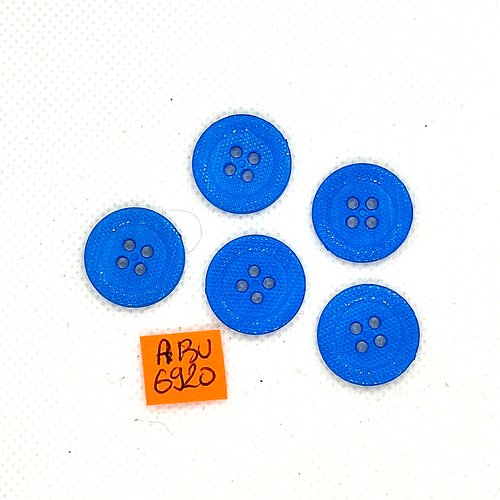 5 boutons en résine bleu - 18mm - abv6920