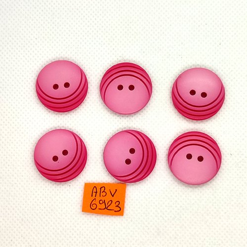 6 boutons en résine rose/fuchsia - 22mm - abv6923
