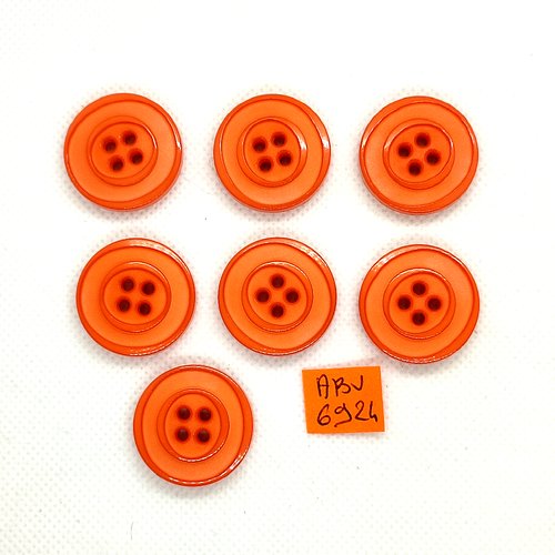 7 boutons en résine orange - 25mm - abv6923