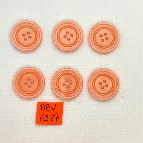 6 boutons en résine rose - 20mm - abv6927